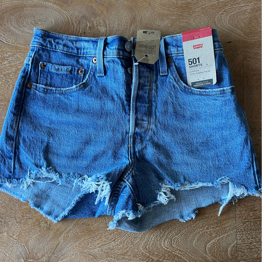 Levi's Women's Distressed Blue Denim Shorts